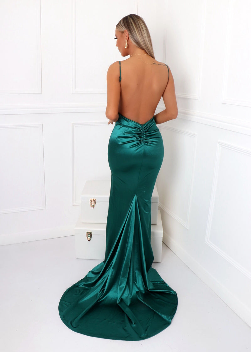 Touch of Glamour' Satin Gown with Side ...